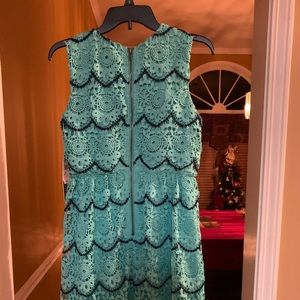 Crochet aqua blue and navy dress